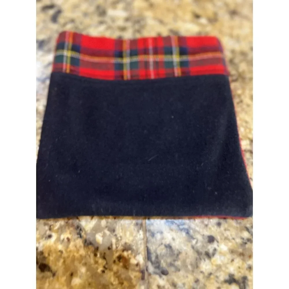 HANDCRAFTED Upcycled Pendleton Wool POUCH RED BLUE CHK